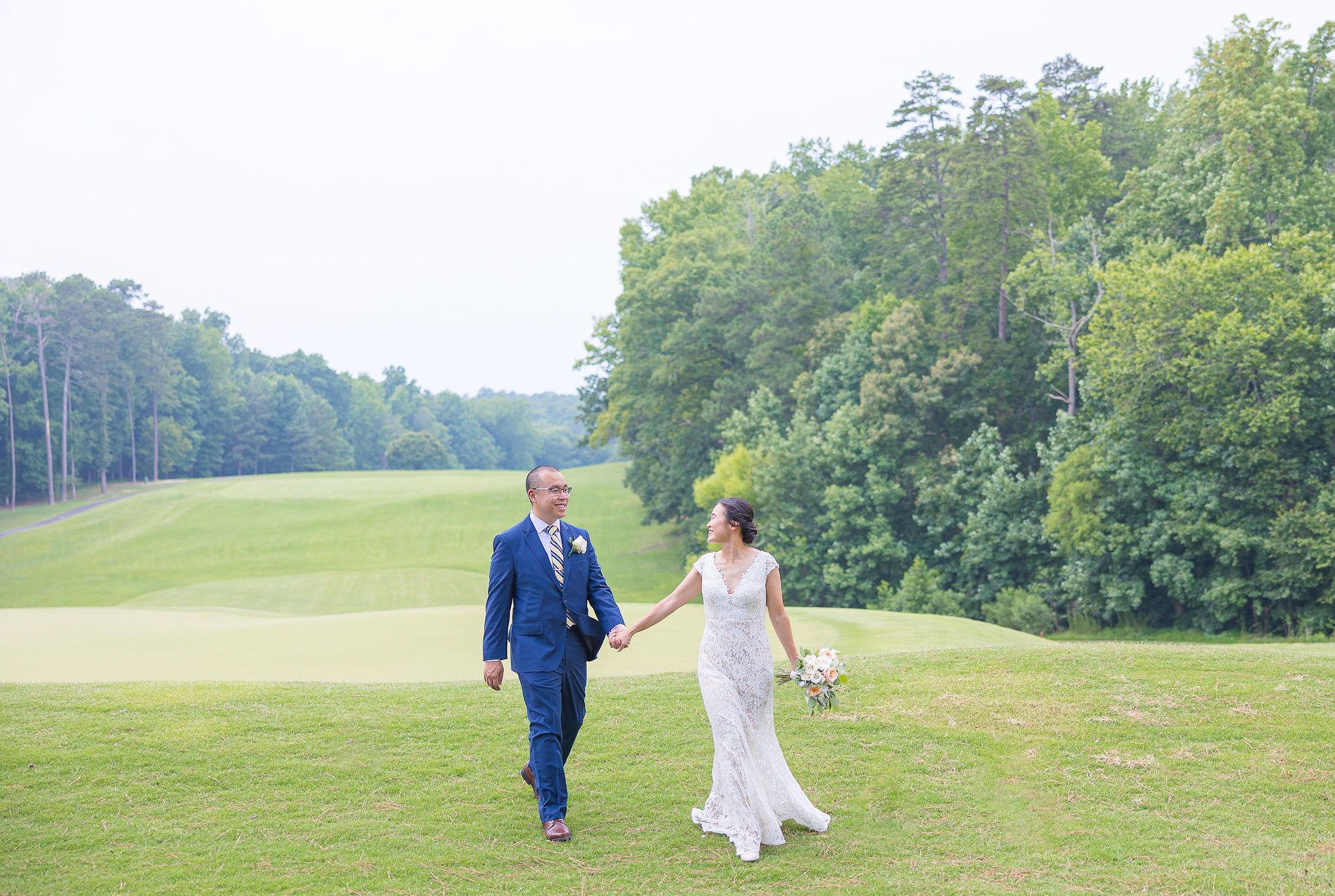 Bride and Groom on a Golf Course