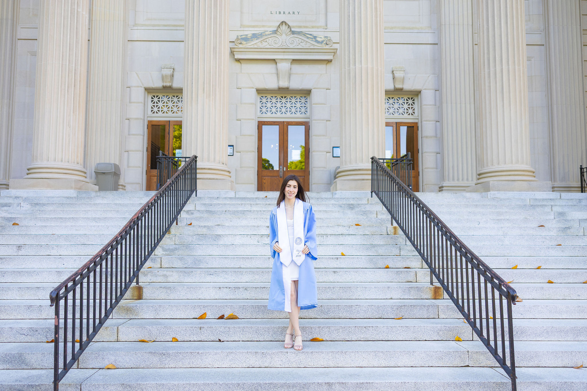UNC Graduate on stairs