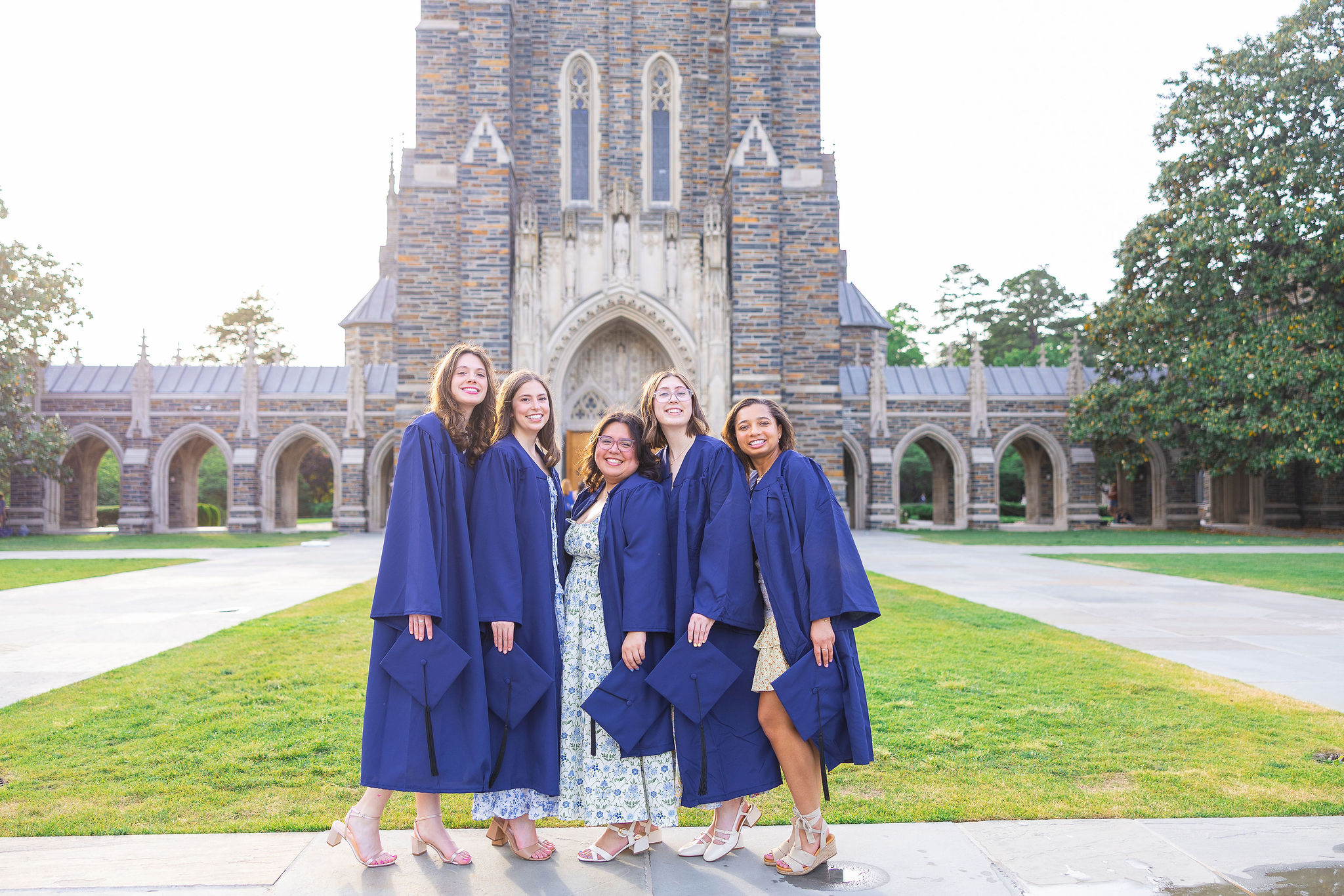 Group of Duke graduates in front of chapel