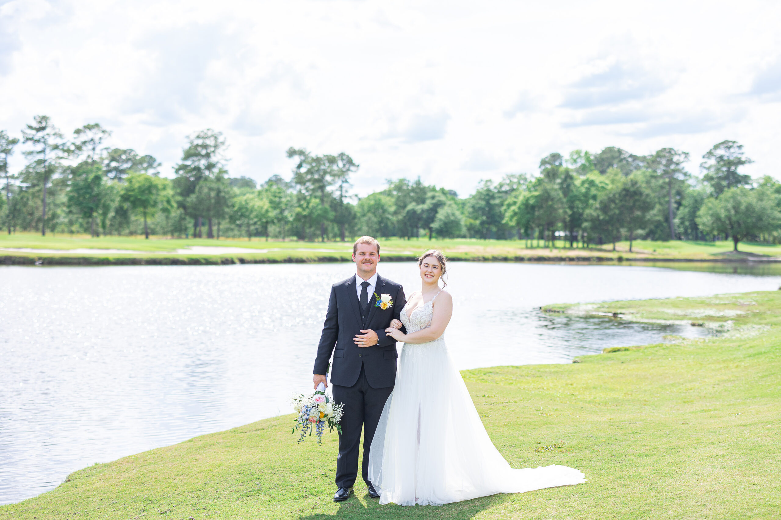 Bride and Groom on Gold Course