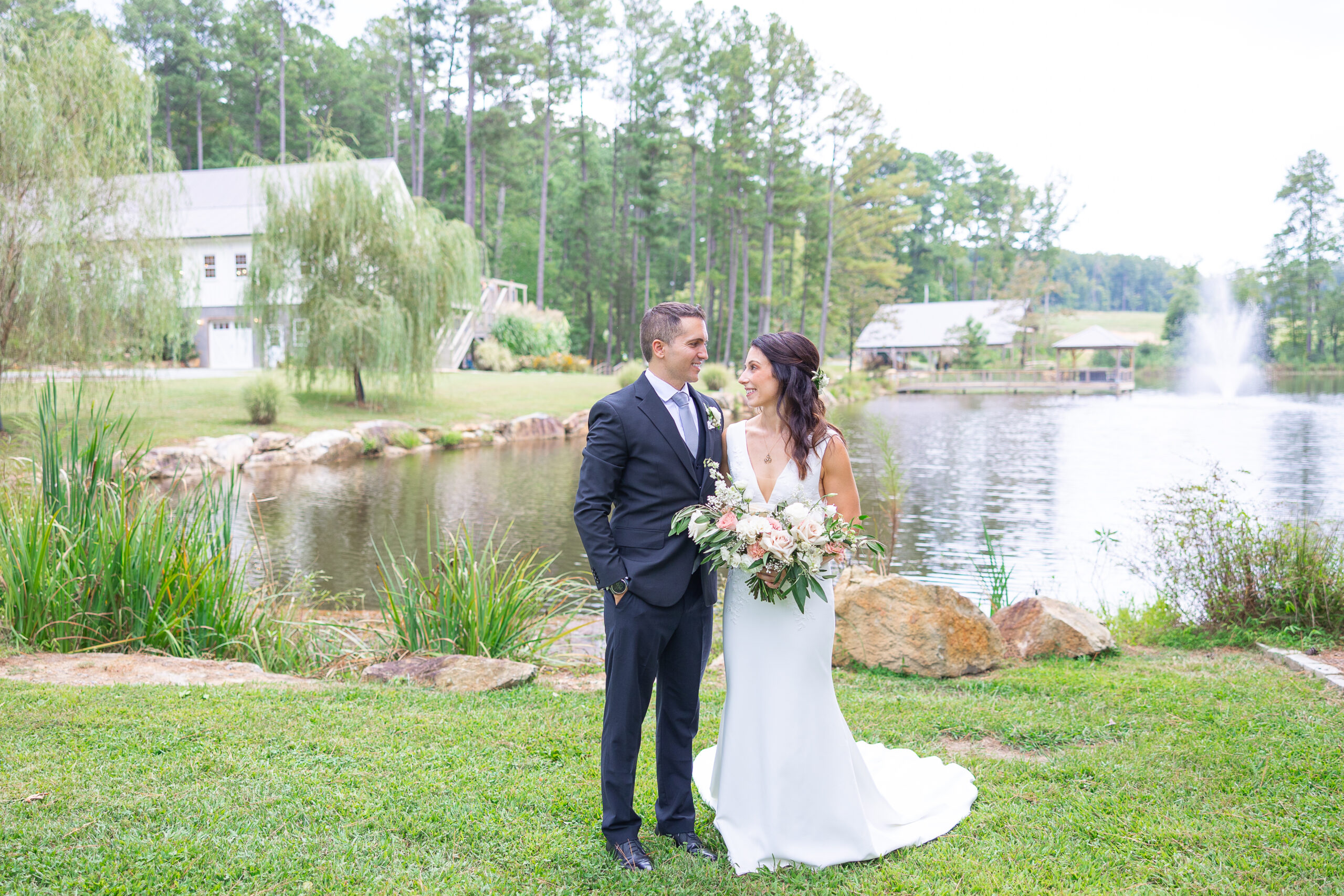 bride & groom outside