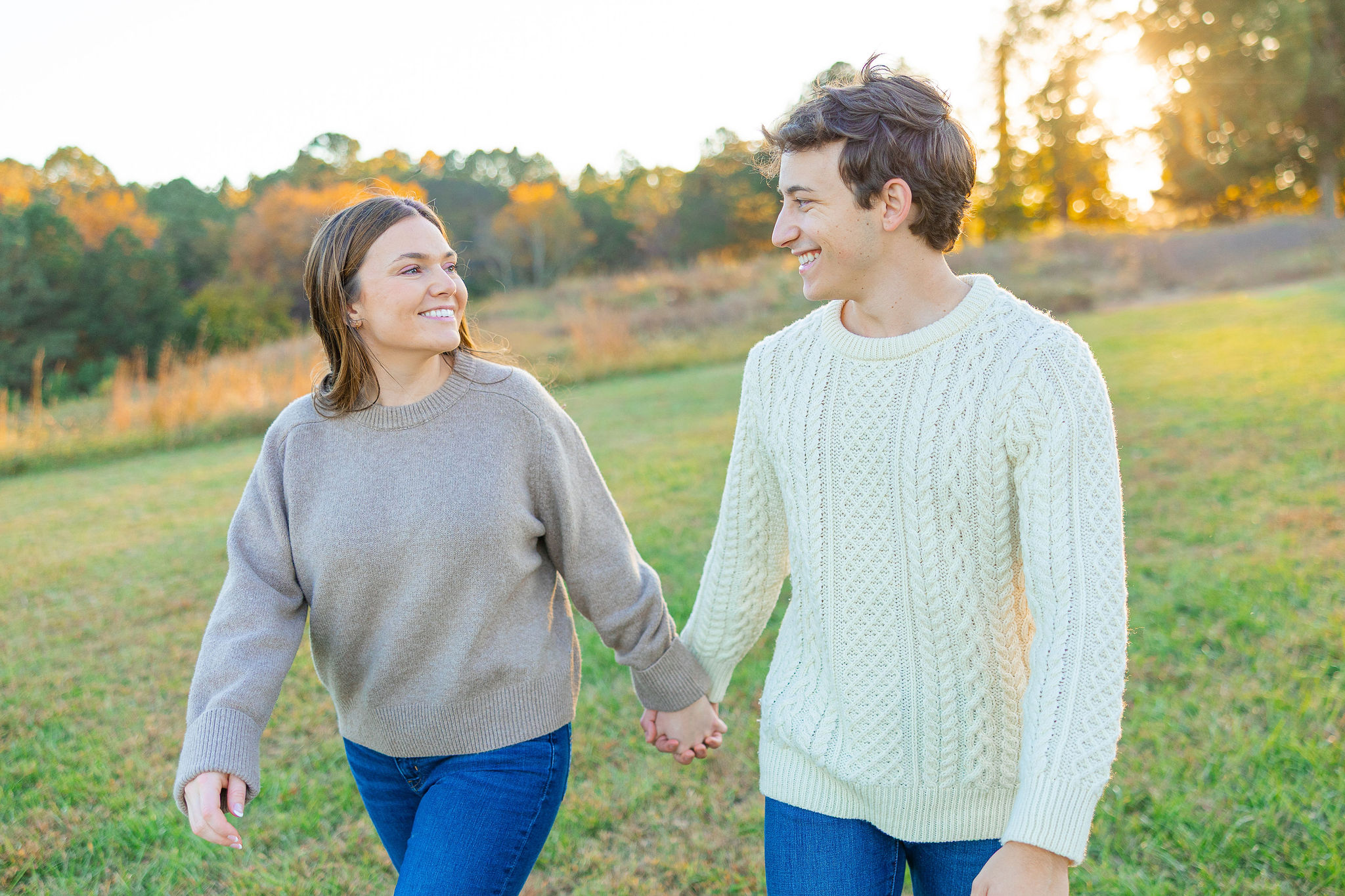Couple walking in the sunset