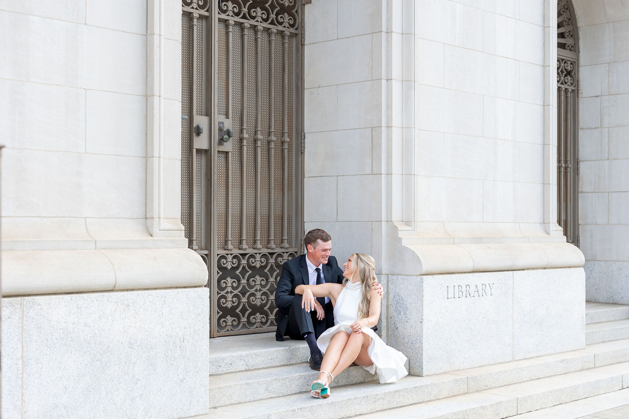 Couple Sitting in Downtown Raleigh