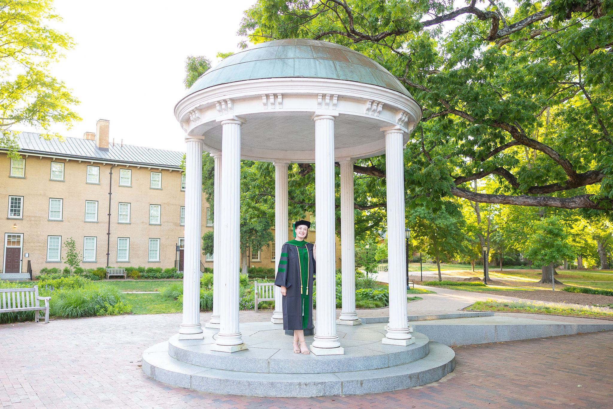UNC Chapel Hill Masters graduate at the Old Well