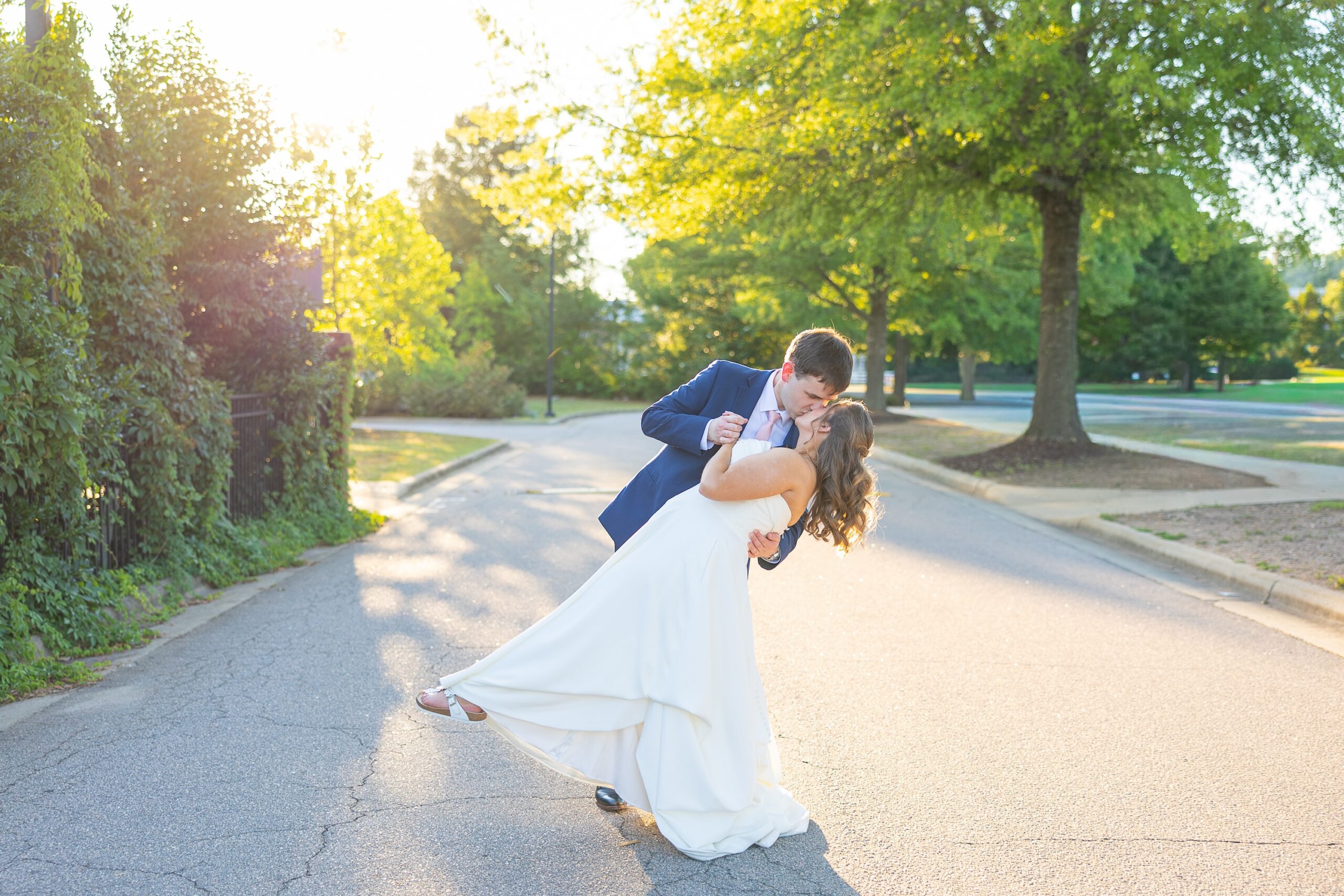couple at golden hour dancing on wedding day